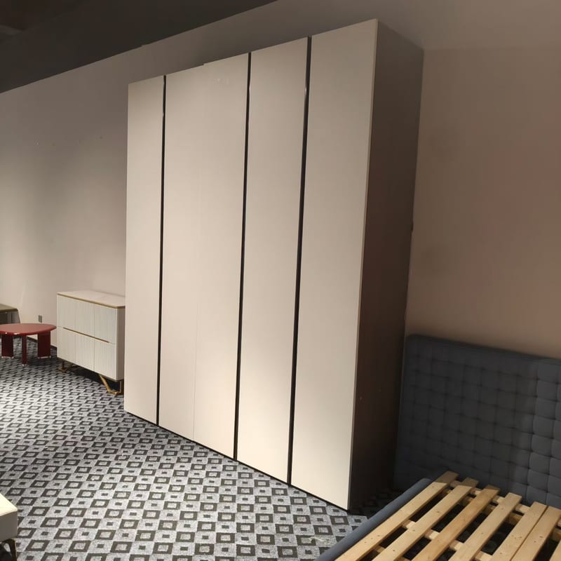 Modern 5-Door Wardrobe in Deep Gray & Off-White