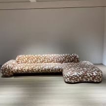 Designer Free-Form Fabric Sofa with Solid Wood Frame