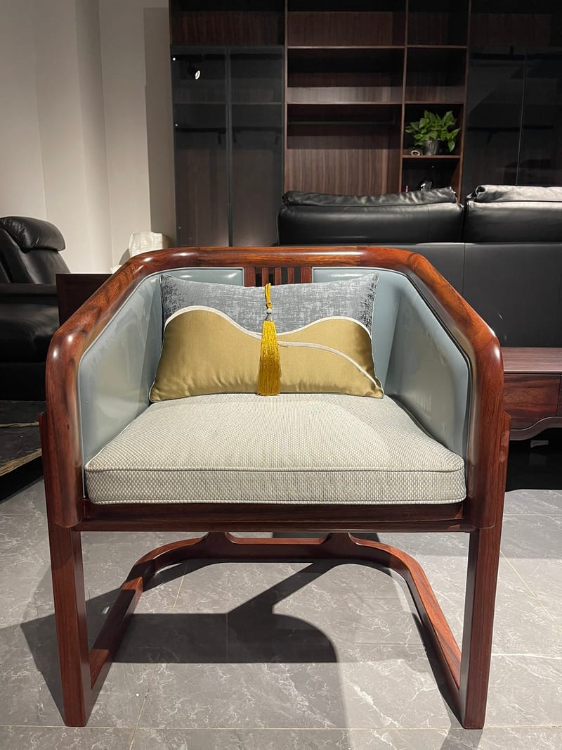 Dongsheng Yueji Solid Wood Armchair in Dark Brown