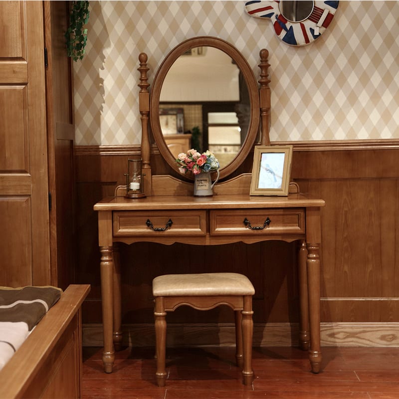 Oak Cloister Solid Wood Desk & Vanity