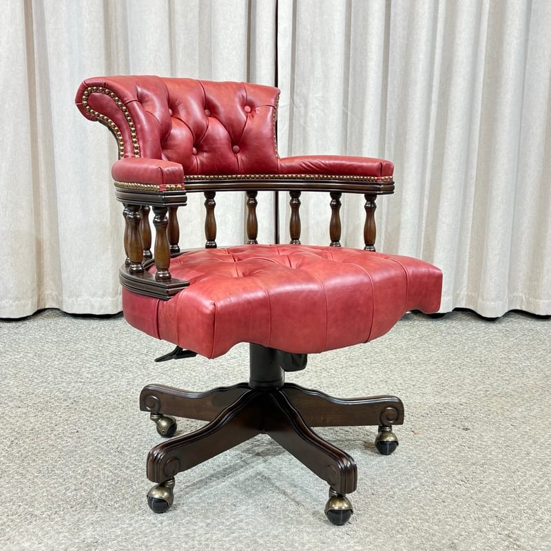 Pirate Captain Vintage Leather & Solid Wood Office Chair
