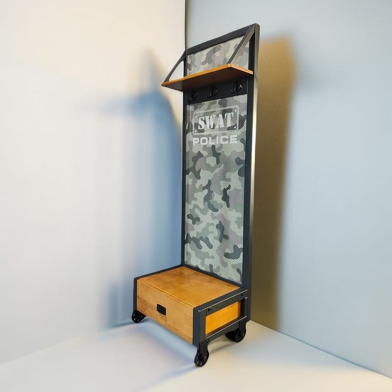 Qicai Rensheng American Solid Wood Coat Rack, Camo