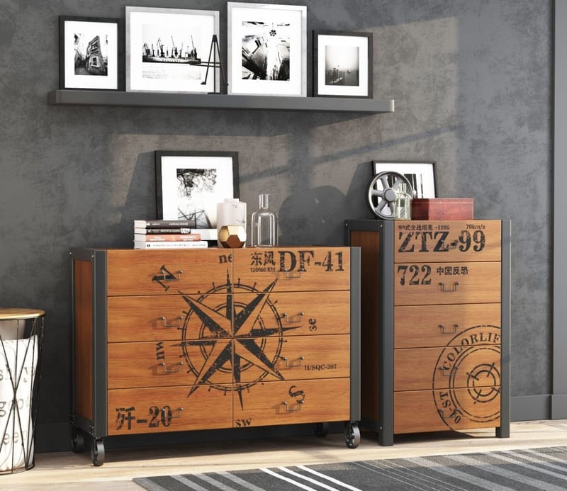 Qicai Rensheng American Solid Wood 5-Drawer Dresser