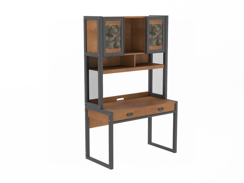 Qicai Rensheng American Solid Wood Desk & Bookcase Set