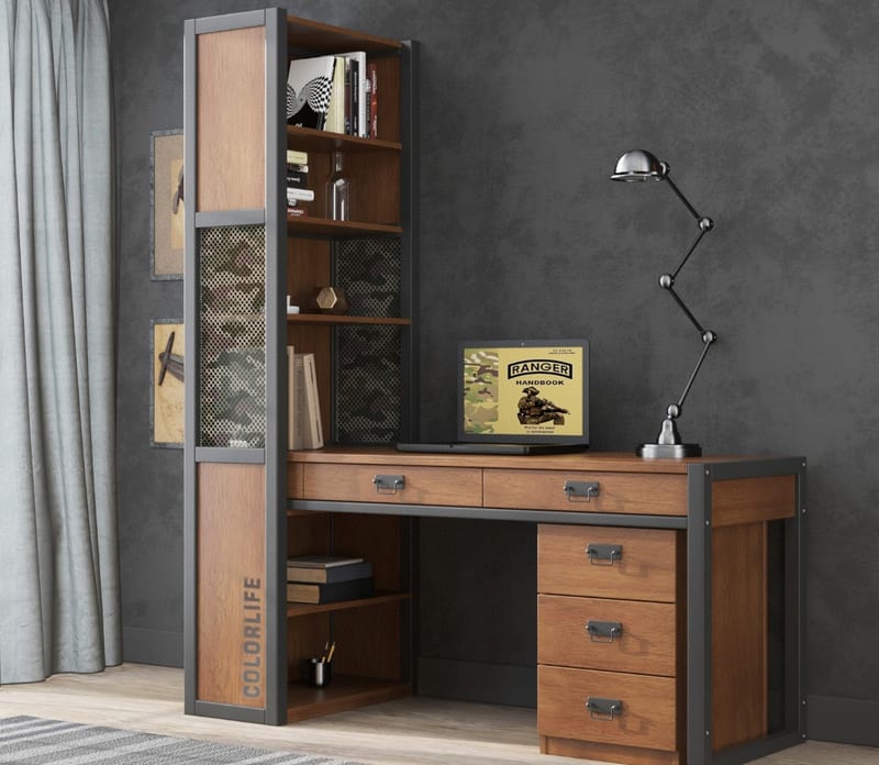 Qicai Rensheng New Sino-American Solid Wood Desk Set