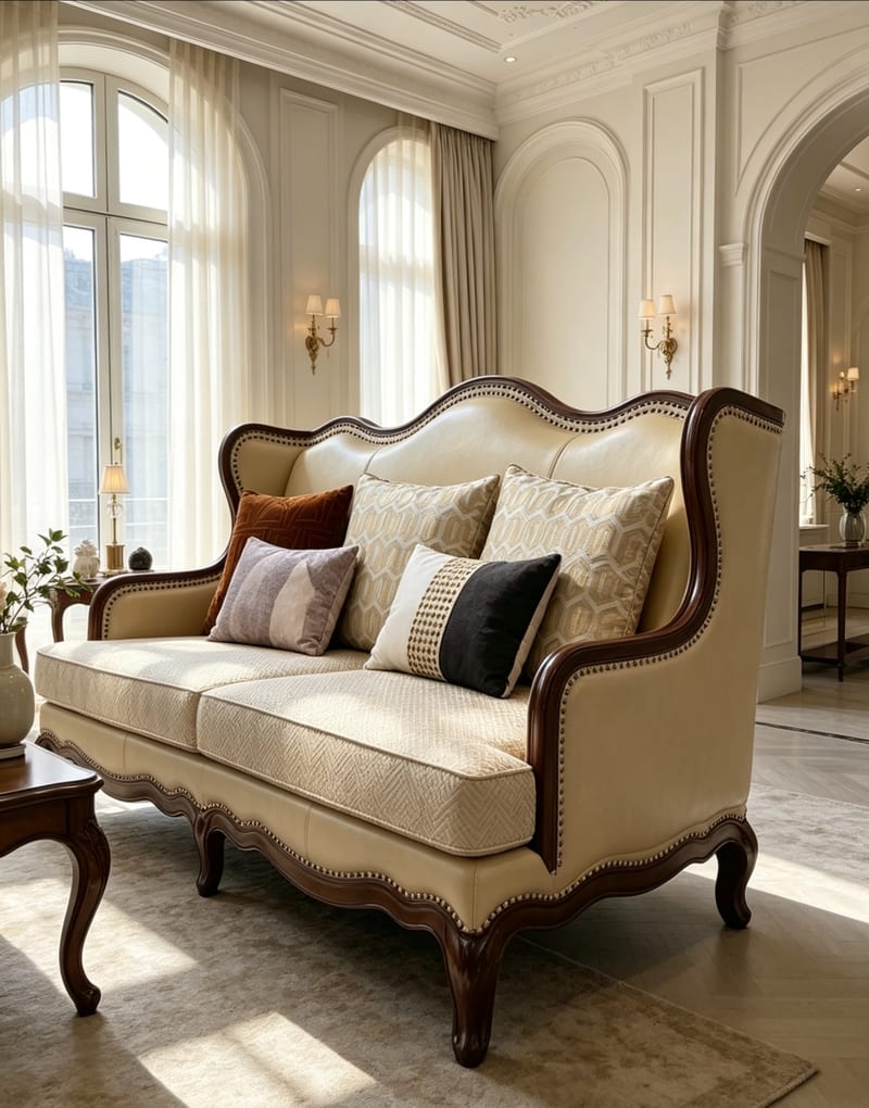 mextra MCH29 French Beige Faux Leather 1+2 Sofa Set