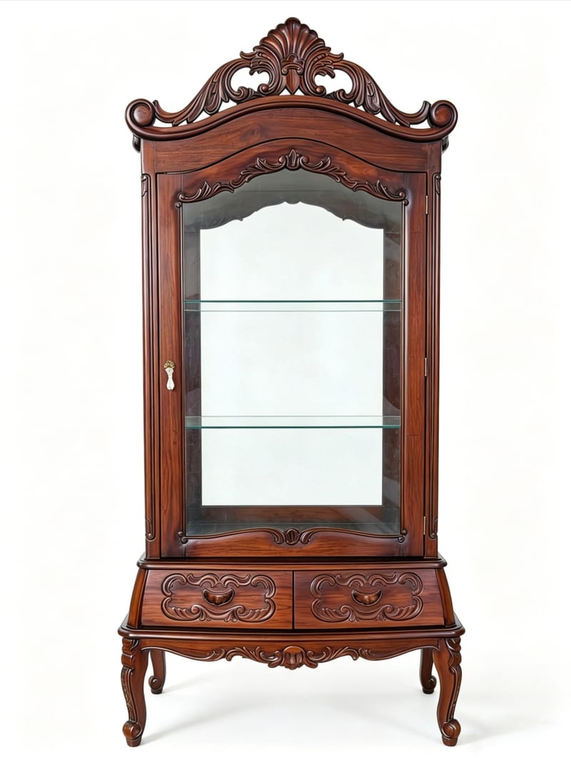 Bally William A2004 Mahogany Hand-Carved Bookcase & Bar Cabinet