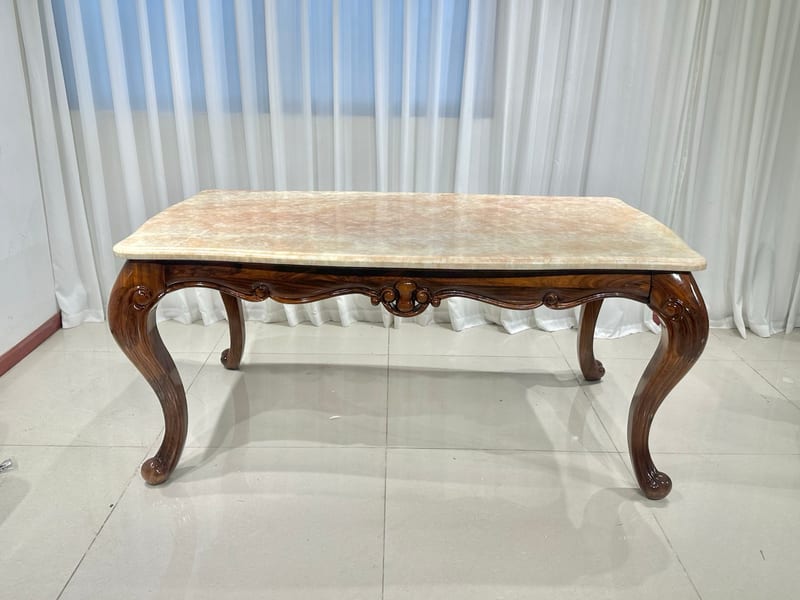 Yagesidan Solid Wood Dining Table with Jade Stone Top
