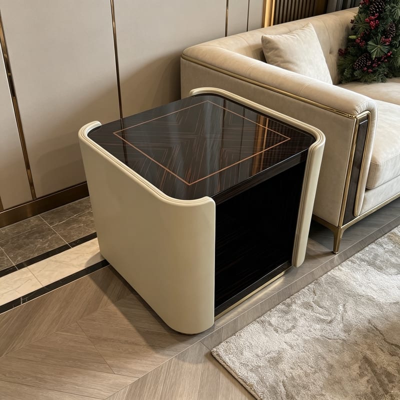 ROMAN DIKA Ebony Veneer Square Side Table