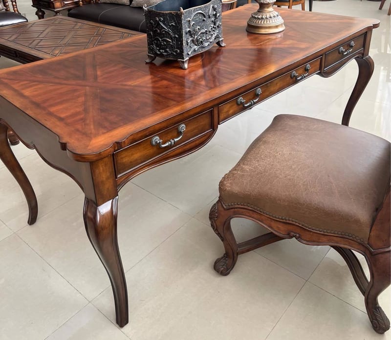 Louis XIII Solid Rubberwood French Desk