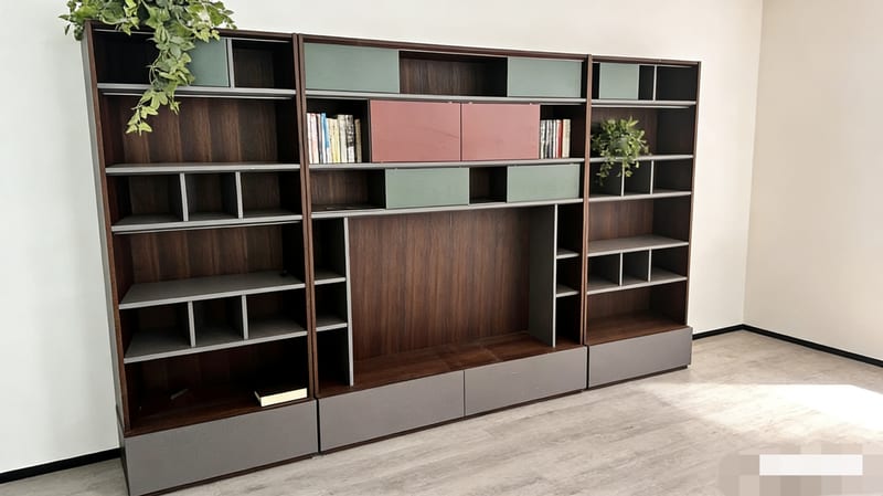 Ruimeng Wood Veneer Display Cabinet in Brown