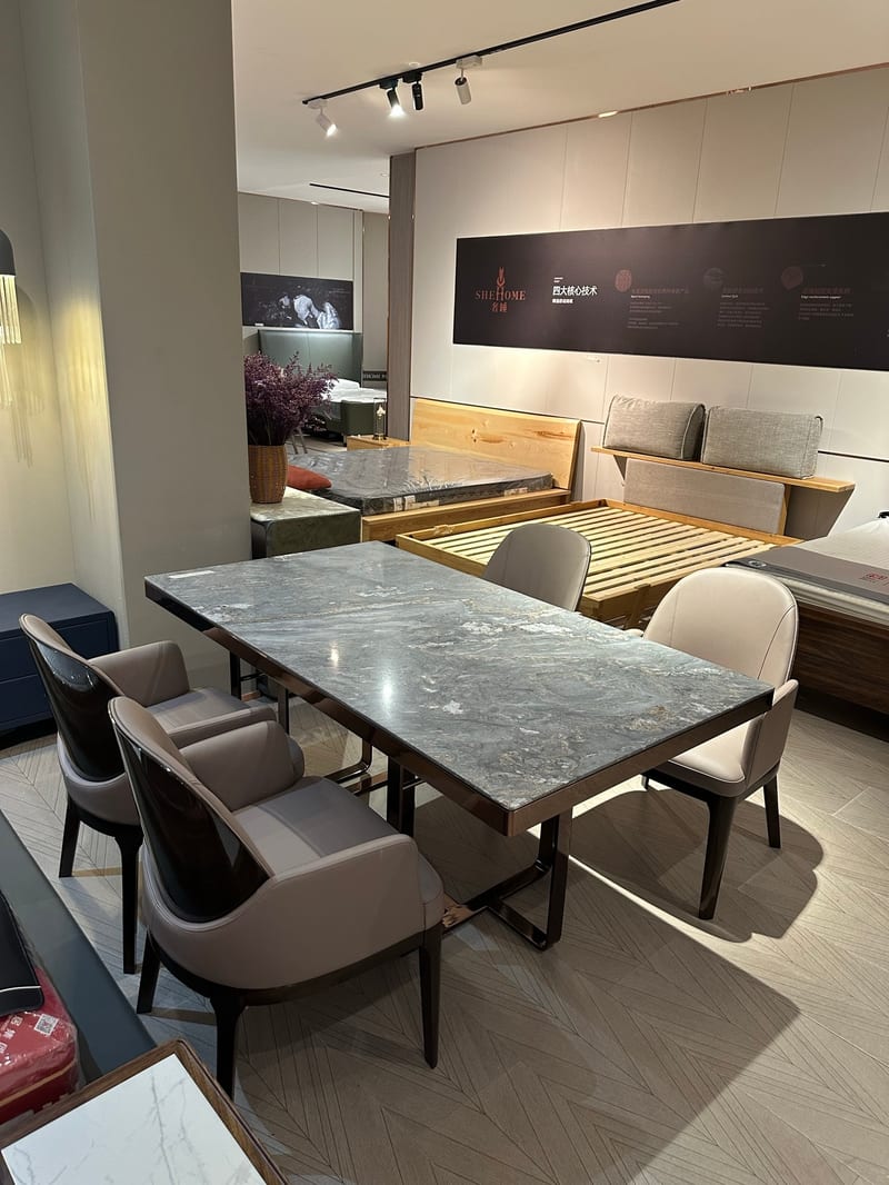 Baisen BN06-5 Blue Gold Sand Stone Dining Table