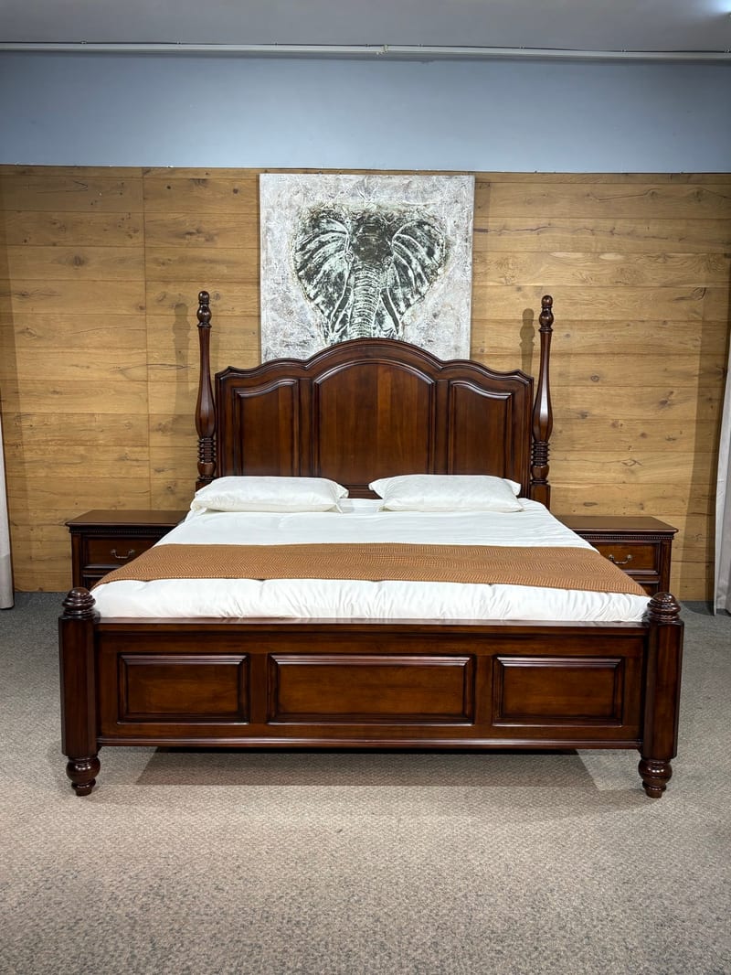 Sendu M806 Solid Walnut Poster Bed, King, Dark Brown