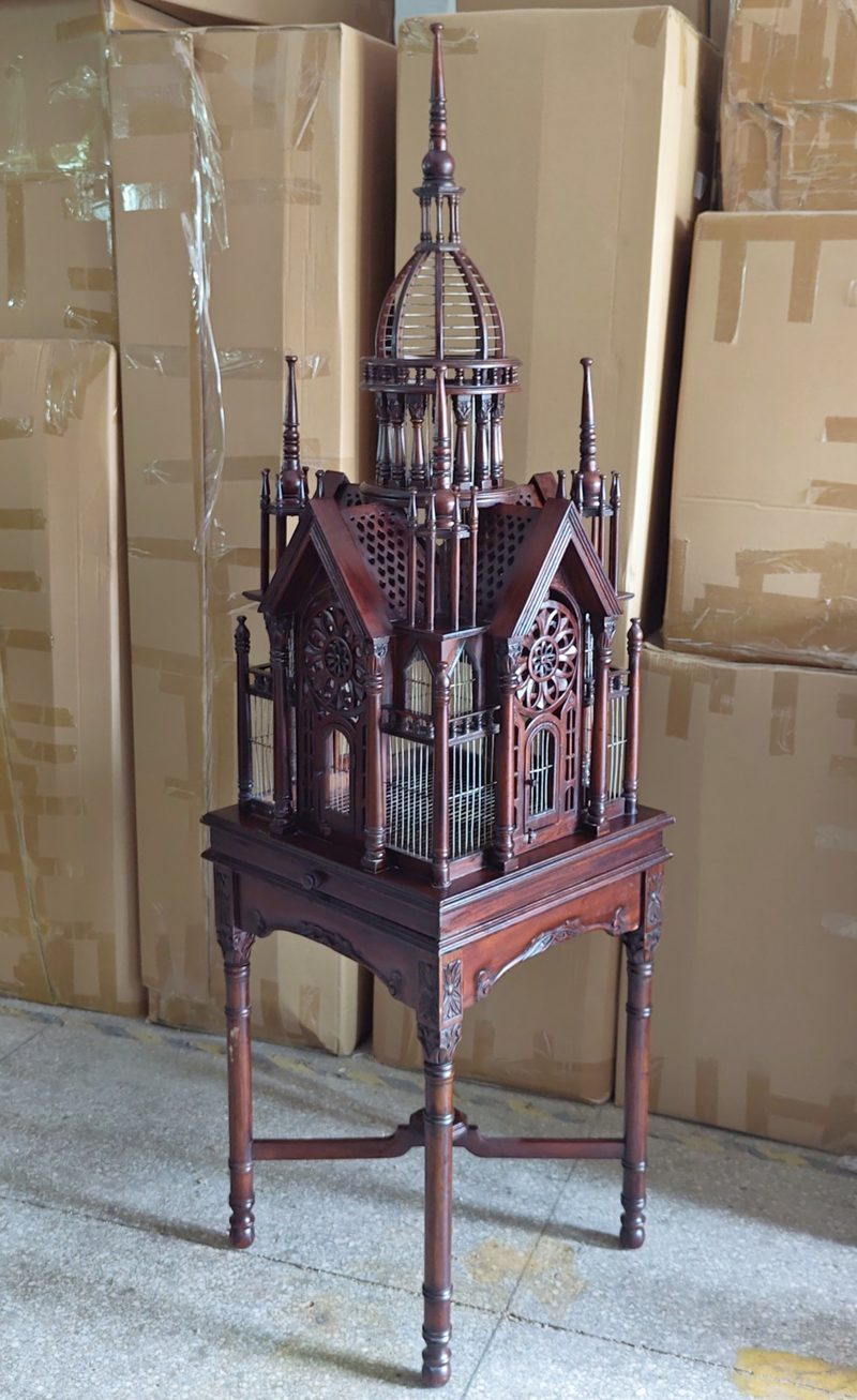 Bally William Hand-Carved Mahogany Antique Birdcage, A2004