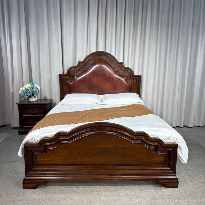 Sendu M803 Leather Upholstered Walnut Bed