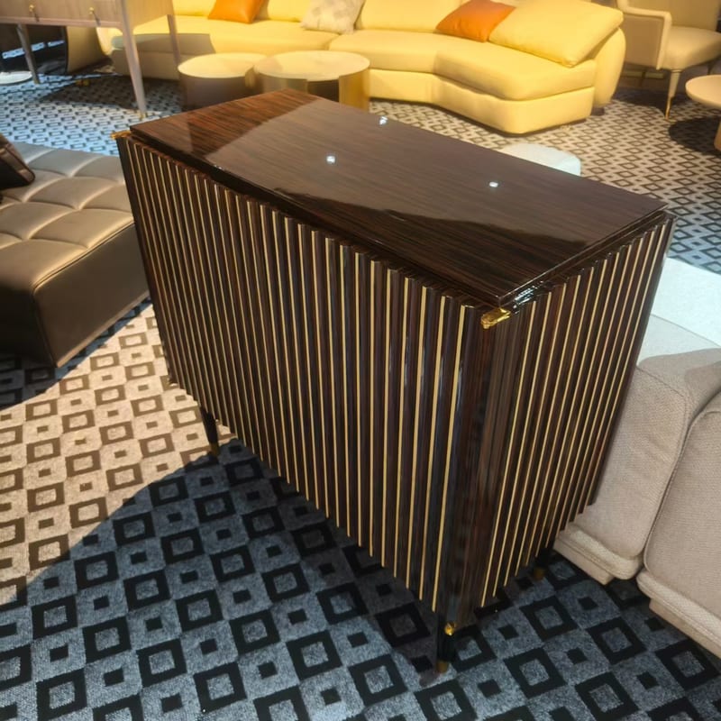 Normadisen Mahogany-Carved Two-Door Shoe Cabinet in Deep Brown