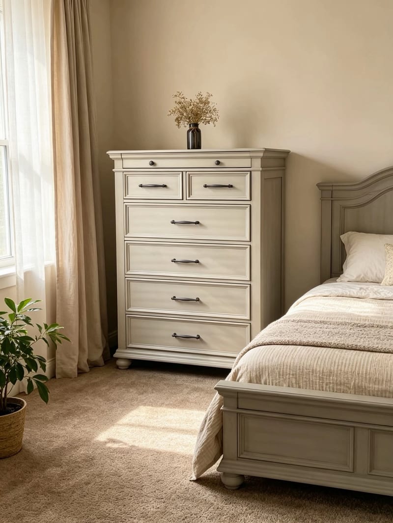 S406-040 Seven-Drawer Dresser, Light Antique Finish