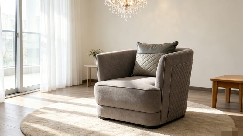 mextra MCH51X1 Cotton-Linen Accent Chair in Light Gray