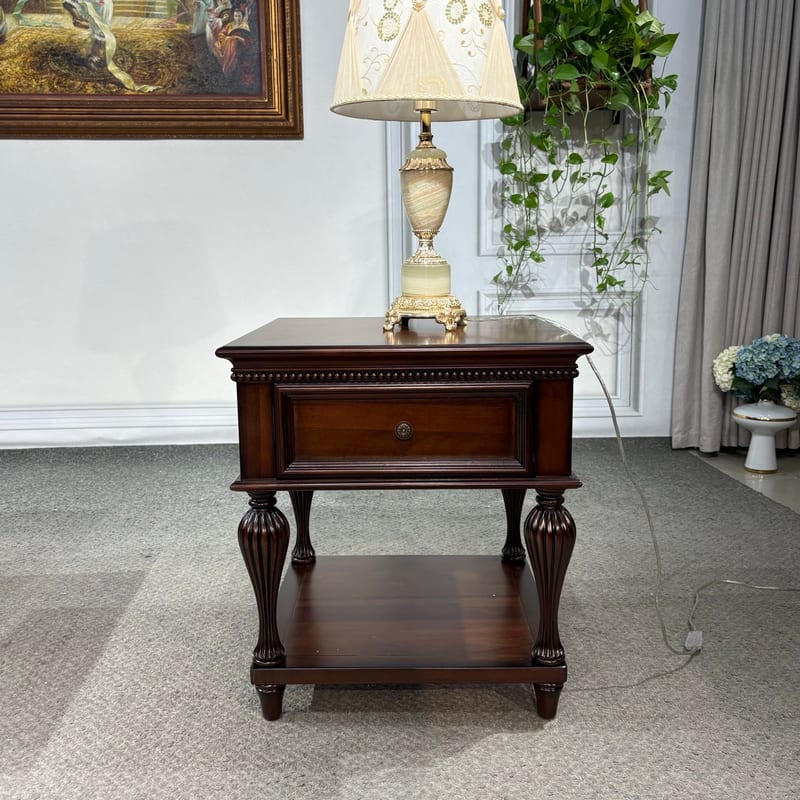 Sendu M819 Walnut Solid Wood Nightstand & Corner Table