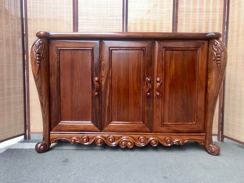 Geniste Wujinmu Solid Wood Sideboard & Shoe Cabinet, Dark Brown