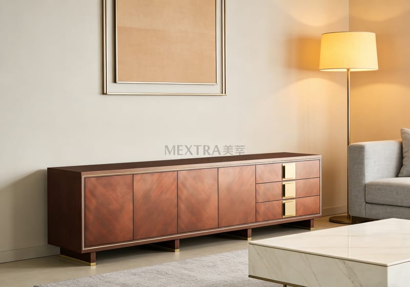 Mextra MCLF07-A Contemporary TV Stand in Brown Wood Veneer