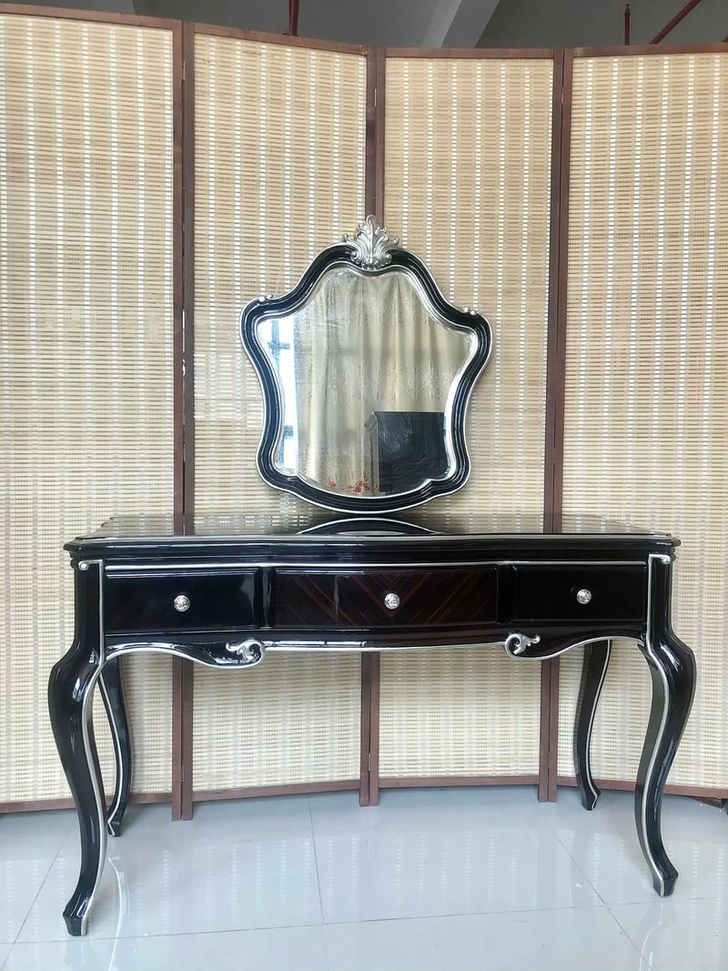 Fubang Meipin Allenster Solid Beech Dresser with Mirror, Black