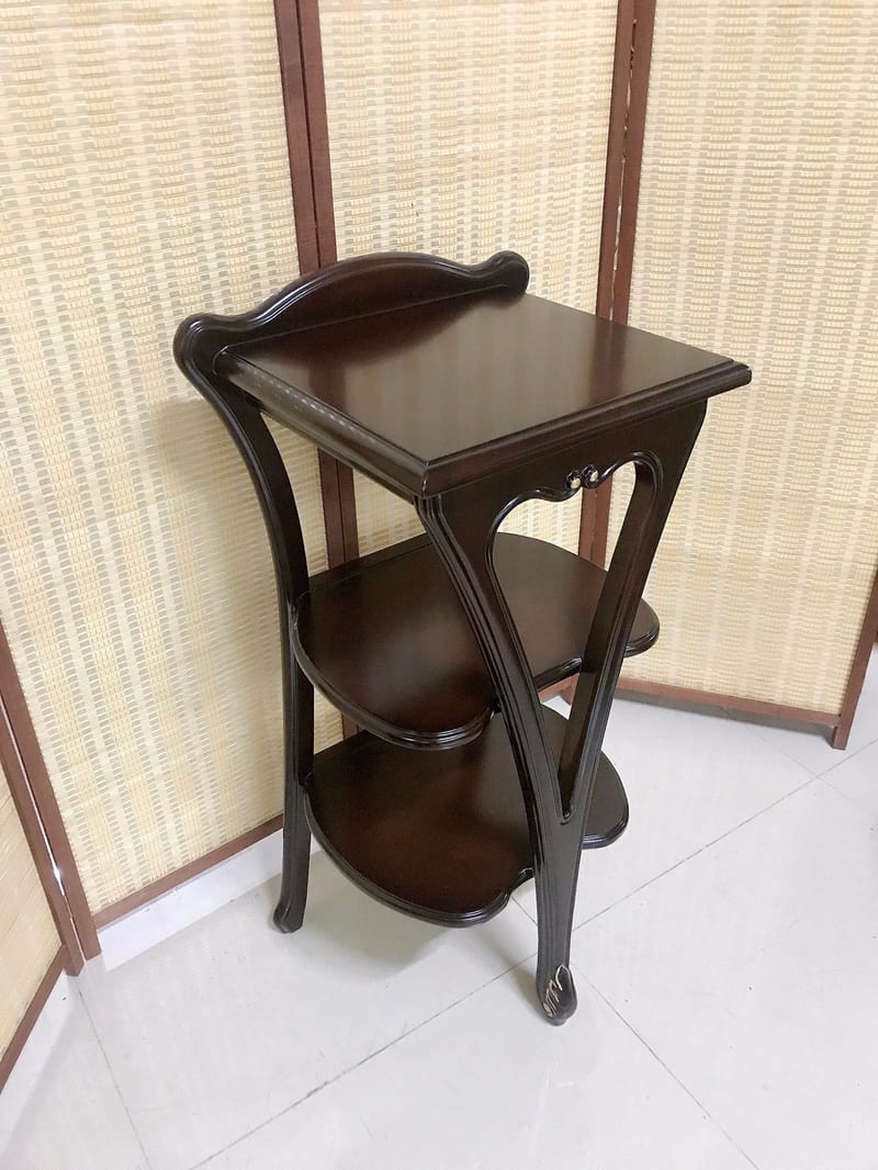 Aielunste Solid Beech Triangular Plant Stand, Walnut Finish