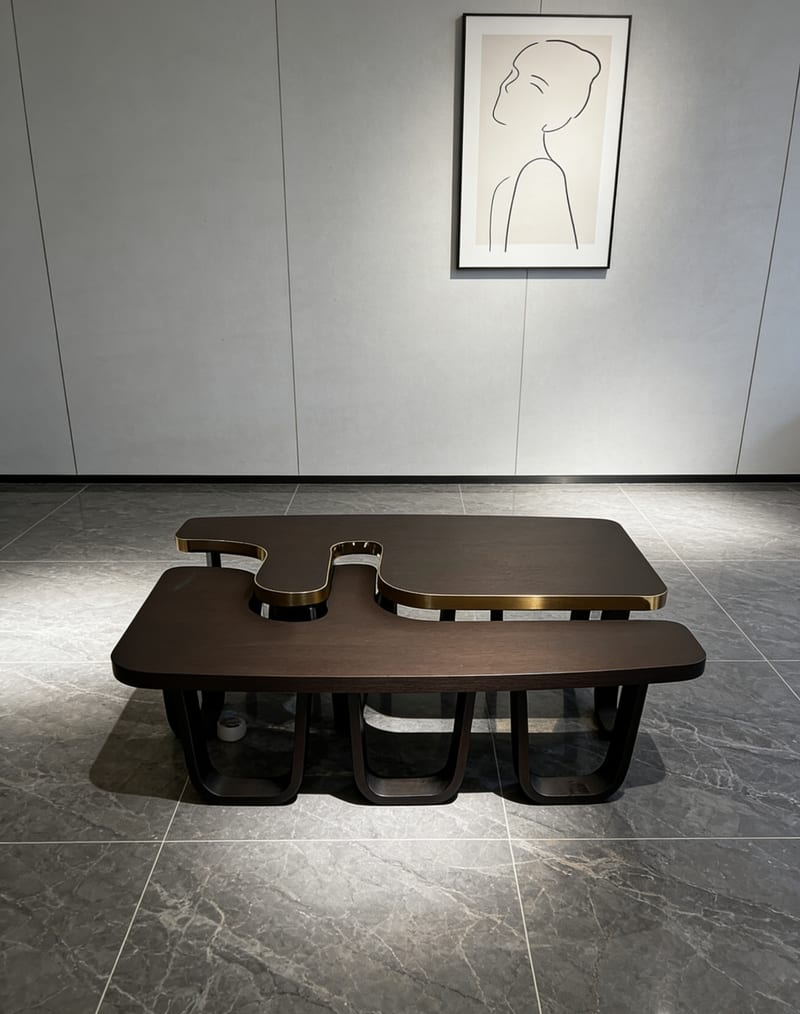 CK Solid Oak Nesting Coffee Table Set, Deep Walnut