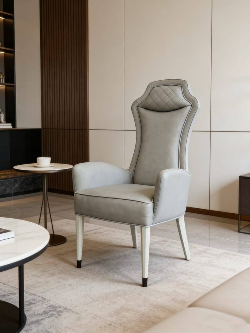 Givenchy.George 3029 White Oak Leather High-Back Lounge Chair
