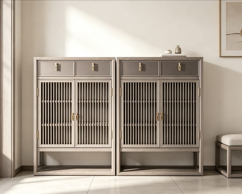 Renhaojupin Mirror East Ash Double-Door Shoe Cabinet