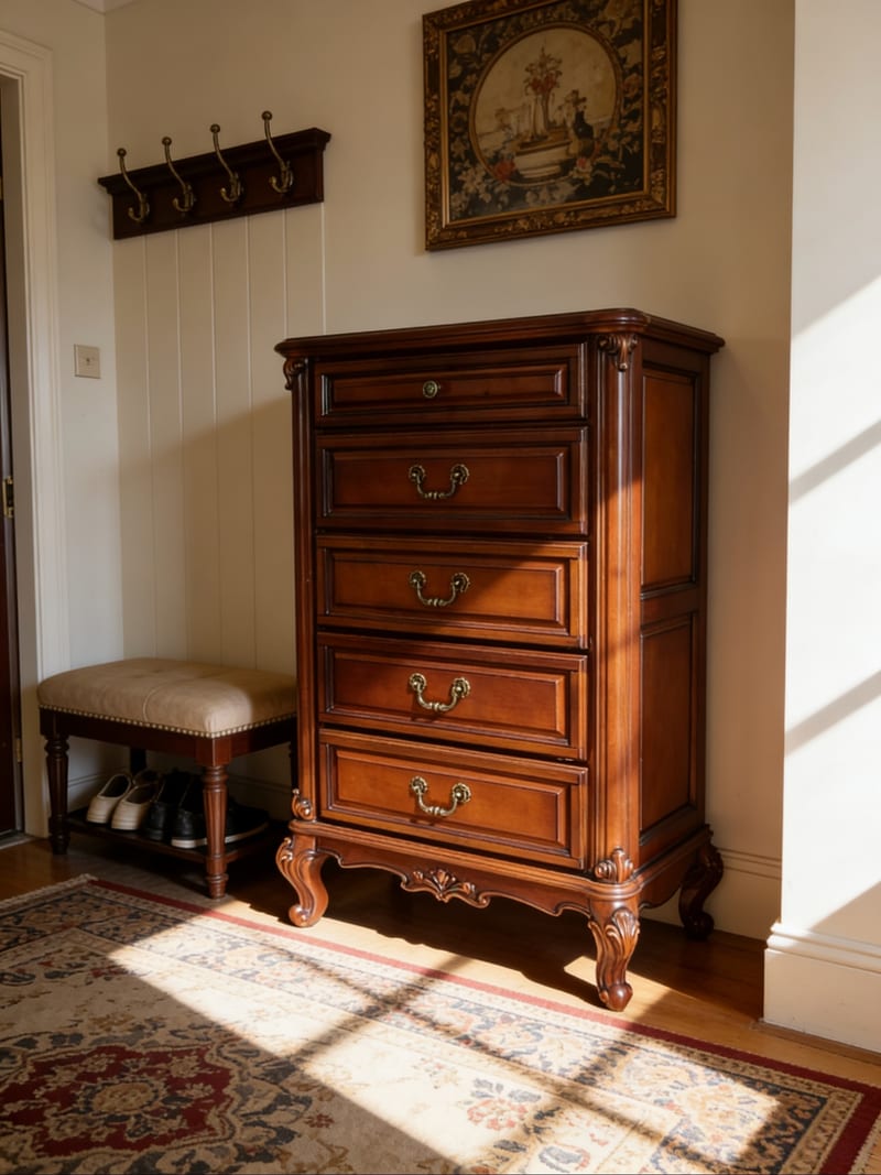 FICASA American Solid Walnut Five-Drawer Dresser