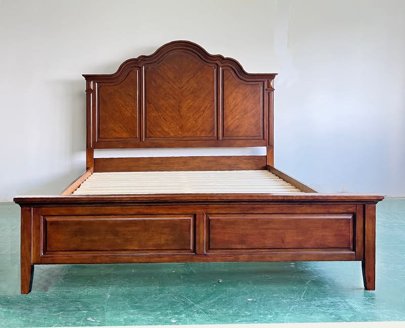 Provence Solid Wood Queen Bed with Cherry Inlay