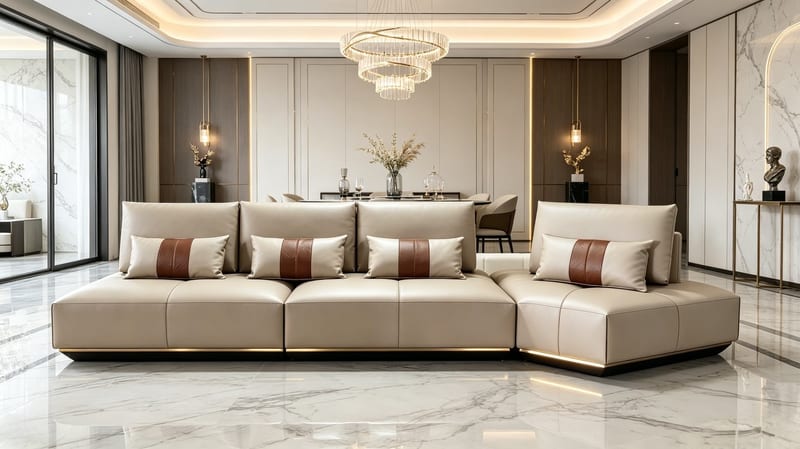 Fulandisi DY027 Full-Leather Straight Sofa, Italian Top-Grain