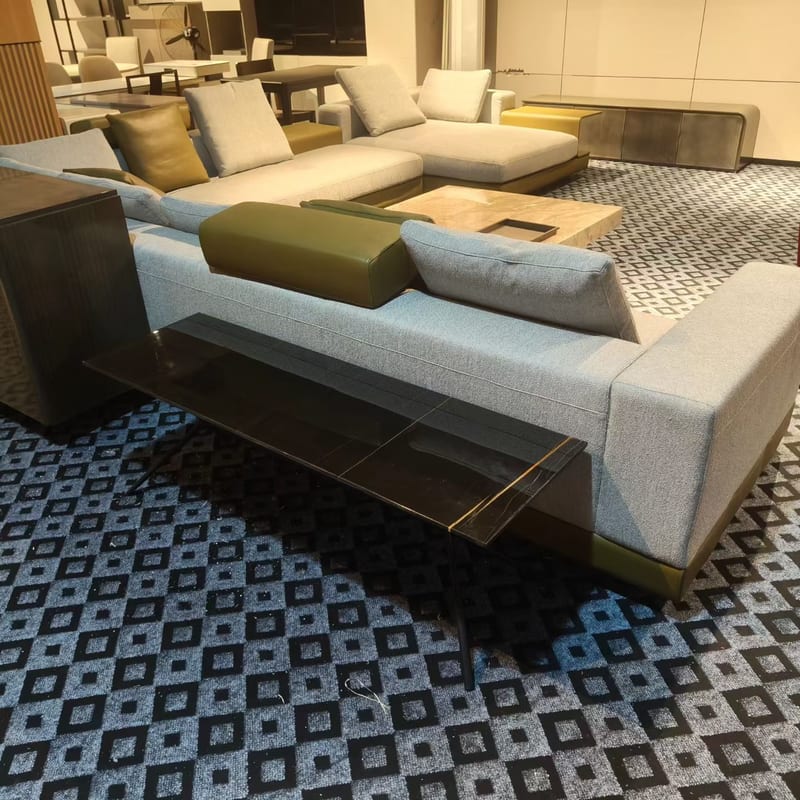 Carbon Steel Sofa Console with Lauren Black Gold Sintered Stone Top