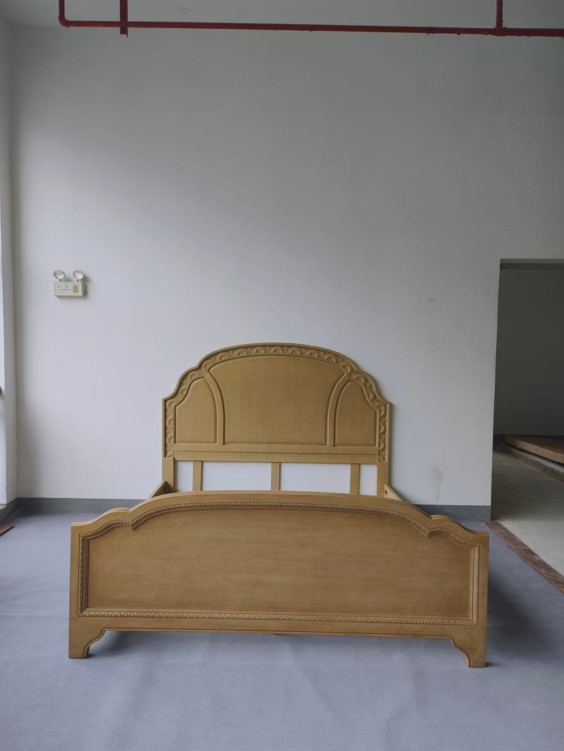 史丹利实木皇帝床 美式做旧孤品