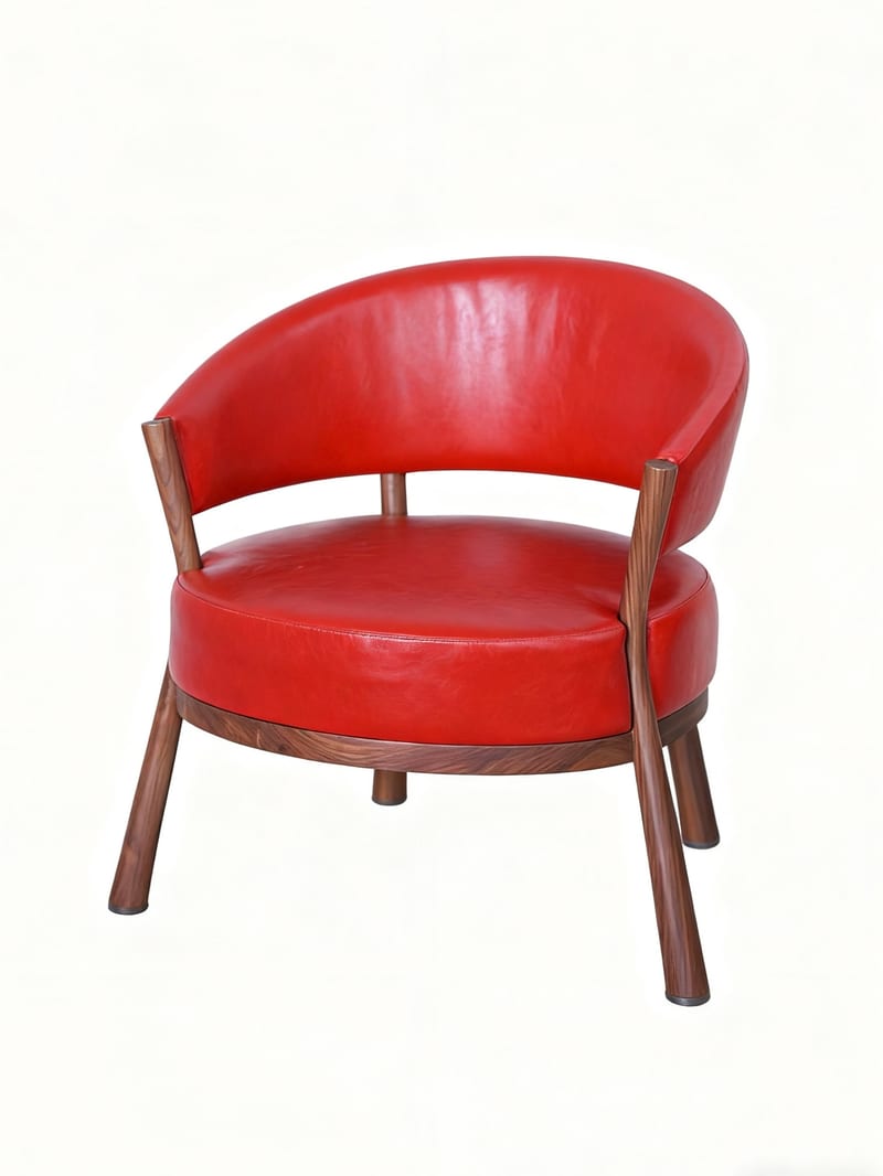 Malinuo Walnut & Waxed Leather Lounge Chair