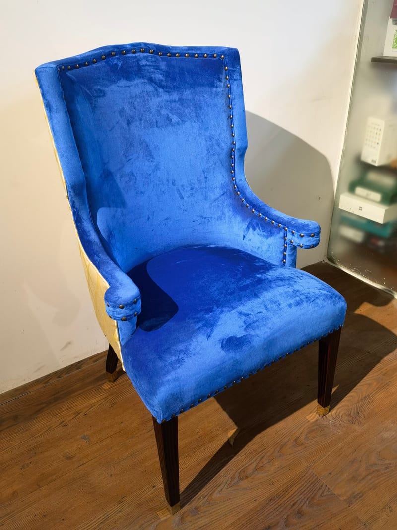 CY04 Italian Walnut & Velvet Desk Chair