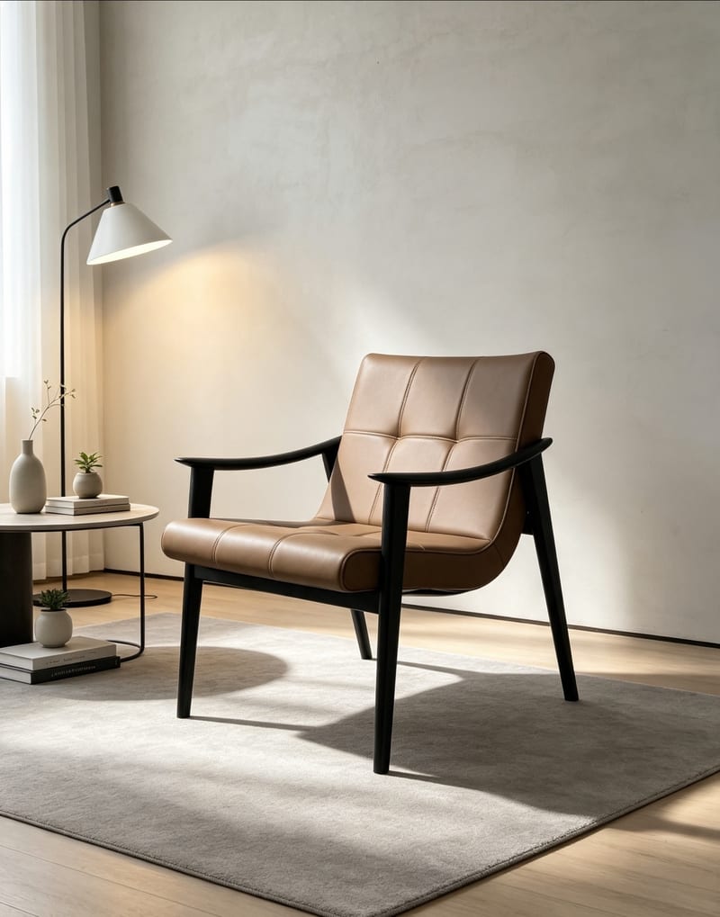 Deshangjia C-126 Ash & Leather Dining Chair