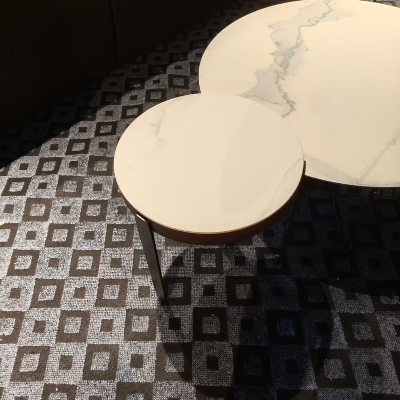 Sintered Stone Round Accent Table with Stainless Steel Legs
