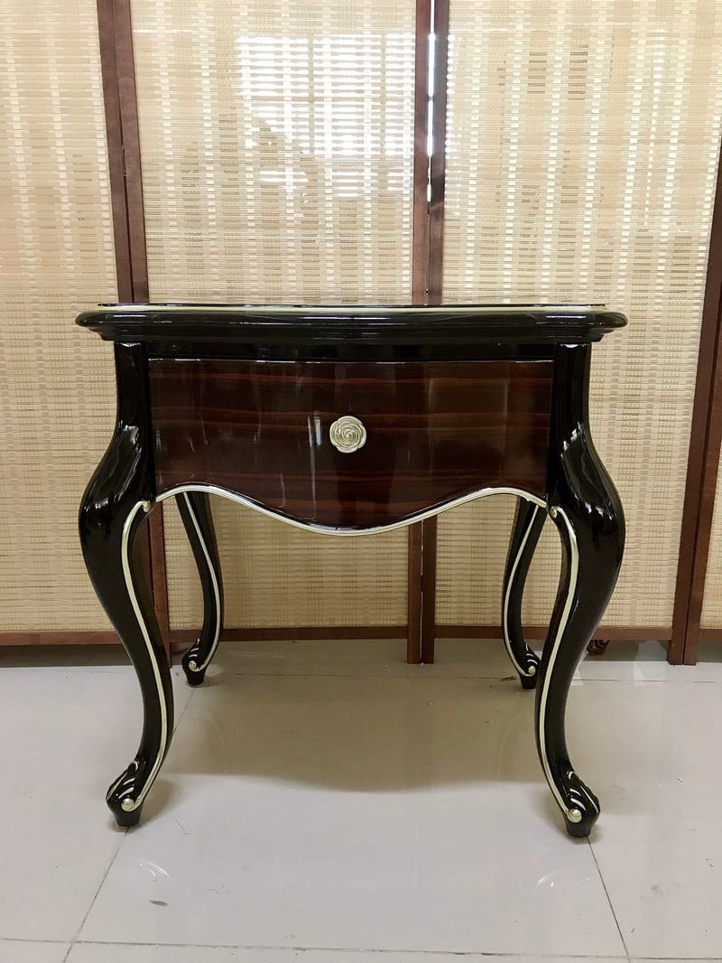 欧美公馆 HDX6007 桦木全实木床头柜 黑檀色