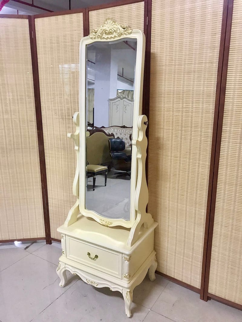 Shenzhen Oumei Gongguan Birch Solid Wood Mirror Cabinet, Ivory