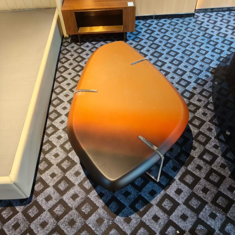 Designer Irregular Coffee Table, Gradient Lacquer, Acrylic Legs