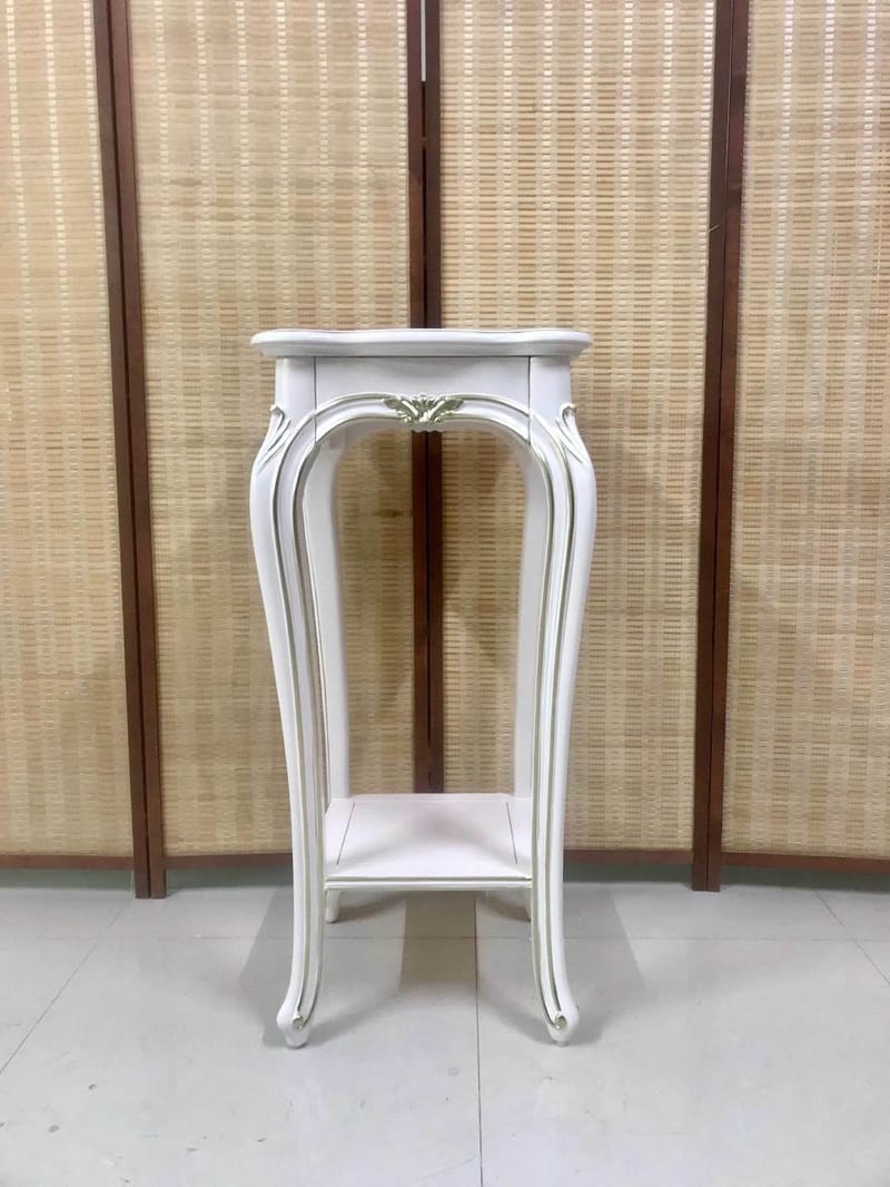 Oumei Gongguan HDX3301 Solid Mahogany Plant Stand, Ivory