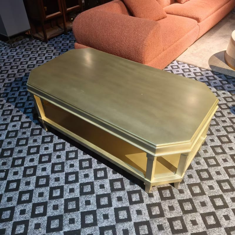 Squid Solid Mahogany Octagonal Coffee Table, Antique Gold