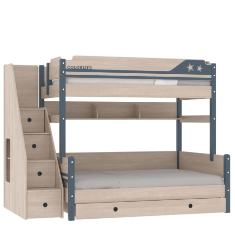 Colorlife Mengke Bunk Bed with Bookcase