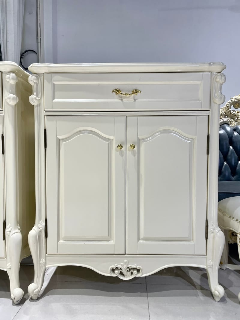 Lihaoxuan HDX1801 Birch Two-Door Shoe Cabinet, Antique White