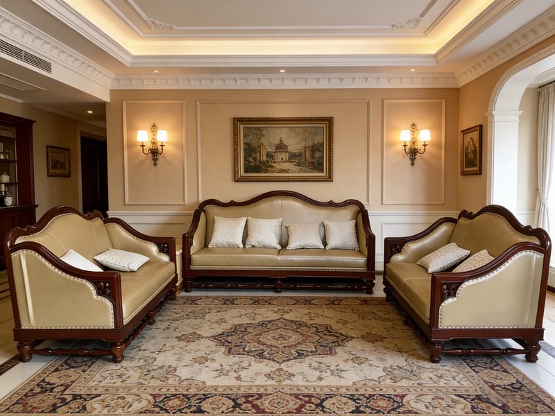 Lihaoxuan HDX8802 American Solid Wood Leather Sofa Set