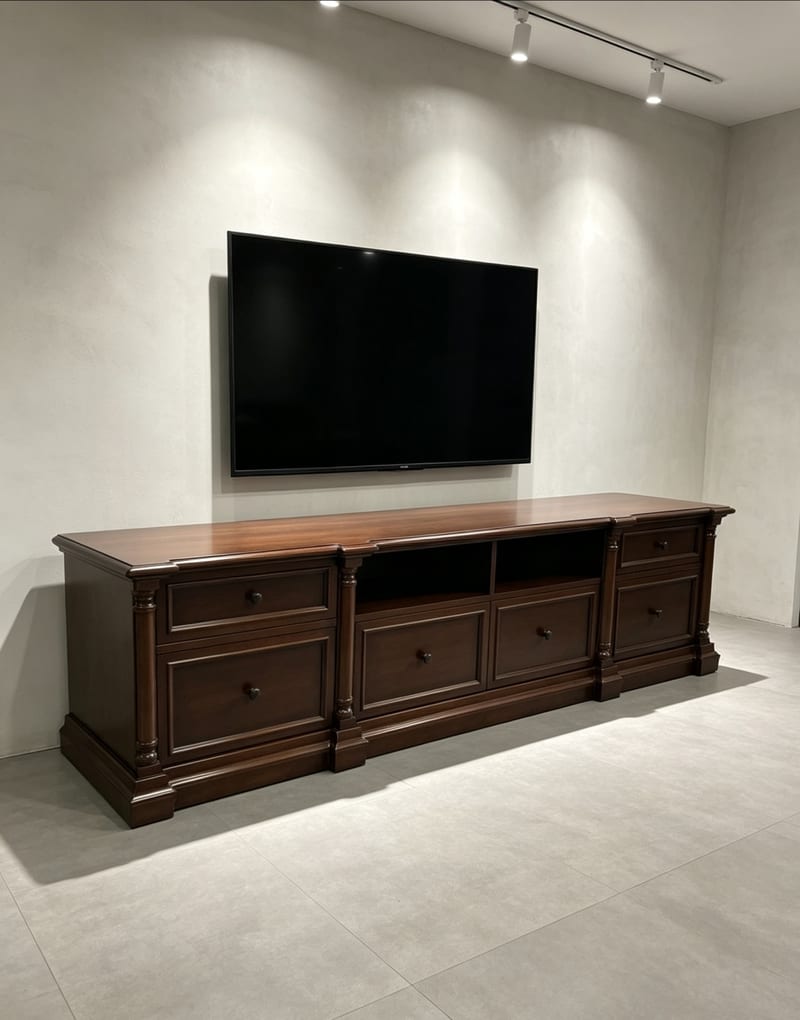 mextra MCLF05-A American Solid Wood TV Stand, Dark Brown
