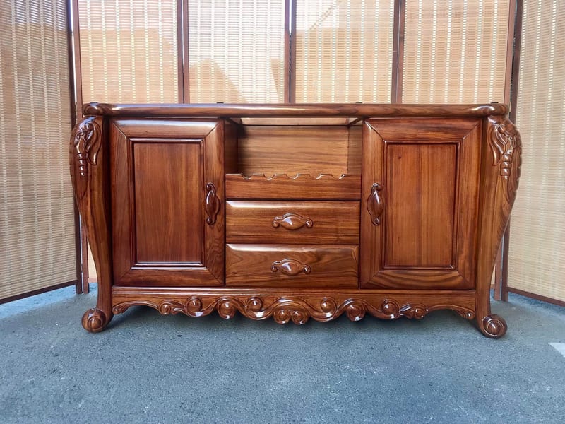 Geniste Mango Wood Sideboard with Marble Top
