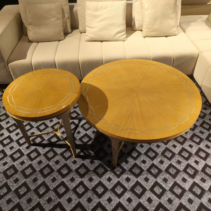 Nuomadisen Mahogany Solid Wood Round Coffee Table, Set of 2